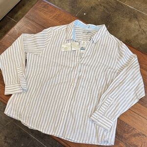 Women’s Tommy Bahama Linen Cabana Stripe Long Sleeve Shirt